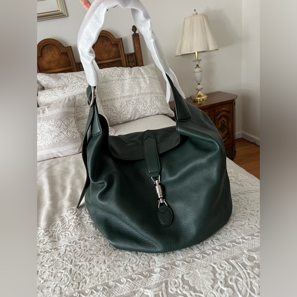 Gucci 1961 MediuJackie Messenger Bag Soft Grain Calfskin in Green